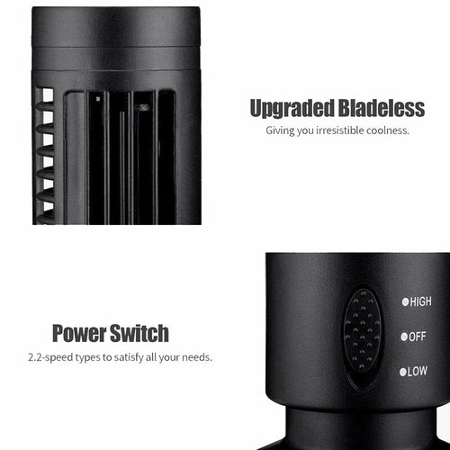 Small Portable Quiet Bladeless 2 Speed Electric Fan